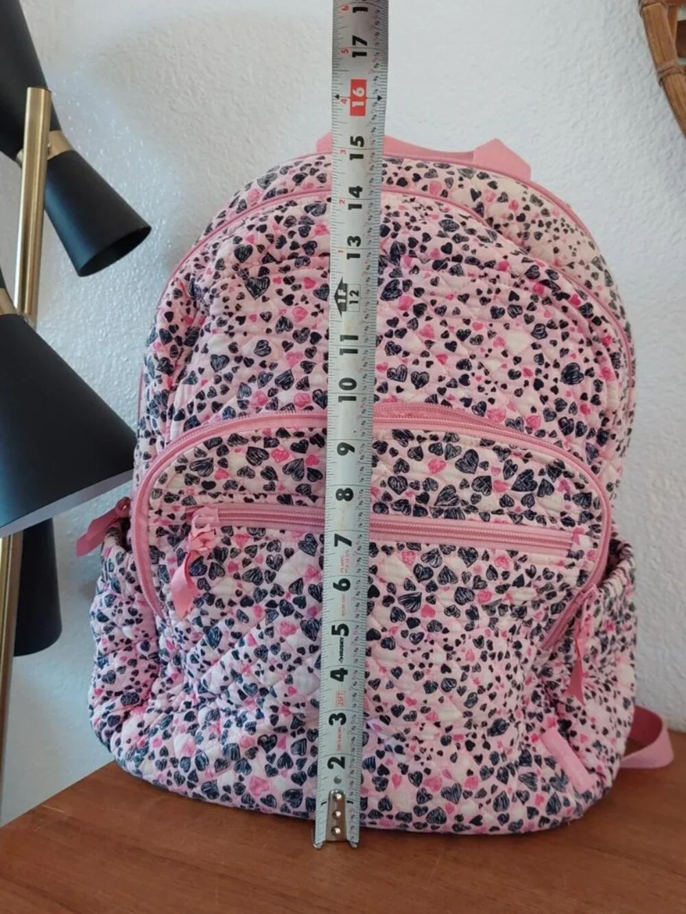 vera bradley love you lots backpack used Pink and black heart print backpack wit